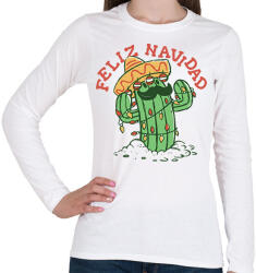 printfashion Feliz Navidad - Női hosszú ujjú póló - Fehér (14614004)