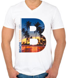 printfashion B BEACH - Férfi V-nyakú póló - Fehér (257946)