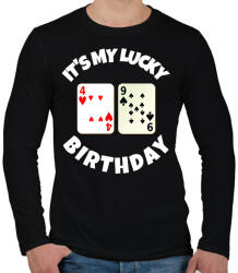 printfashion 49 POKER SZÜLINAP - Férfi hosszú ujjú póló - Fekete (9837837)