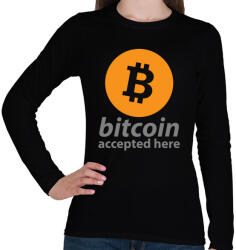 printfashion Bitcoin elfogadó - Női hosszú ujjú póló - Fekete (742295)