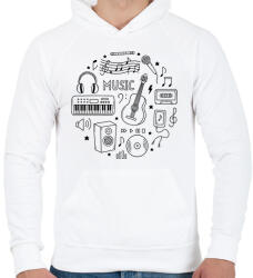 printfashion music - Férfi kapucnis pulóver - Fehér (14225752)