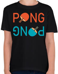 printfashion PingPong - Ütővel - Gyerek póló - Fekete (6991595)