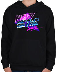 printfashion New Retro Wave - Gyerek kapucnis pulóver - Fekete (1321408)