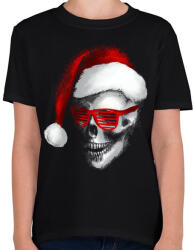 printfashion Mikulás koponya - Gyerek póló - Fekete (64873)