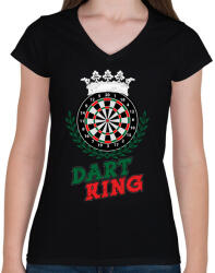 printfashion Dart King - Női V-nyakú póló - Fekete (1054969)