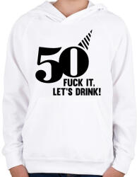 printfashion 50 éves születésnap! Igyunk rá! - Gyerek kapucnis pulóver - Fehér (2449166)