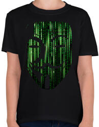 printfashion Anonymous bináris kód - Gyerek póló - Fekete (6131256)
