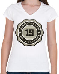 printfashion 19 - Női V-nyakú póló - Fehér (7235038)