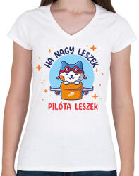 printfashion Ha nagy leszek - Női V-nyakú póló - Fehér (7686256)
