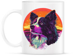 printfashion Border Collie Synthwave - Bögre - Fehér (16701934)
