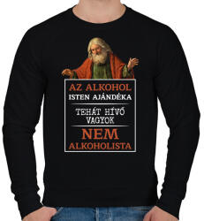 printfashion Az alkohol Isten ajándéka - fehér - Férfi pulóver - Fekete (7066818)