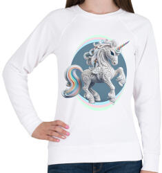printfashion Kecses egyszarvú hölgy - Női pulóver - Fehér (14878744)