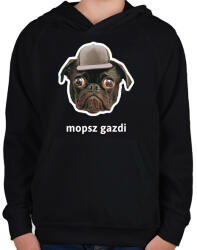 printfashion mopsz gazdi 3 - Gyerek kapucnis pulóver - Fekete (10898464)