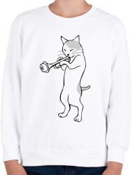 printfashion Macska trombitál - Gyerek pulóver - Fehér (10282892)