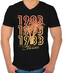 printfashion 1983 - Férfi V-nyakú póló - Fekete (12231371)