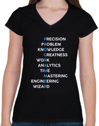 printfashion Programmer (white) - Női V-nyakú póló - Fekete (7241562)
