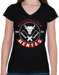 printfashion Legendás hentes - Évszámmal - Női V-nyakú póló - Fekete (9388363)
