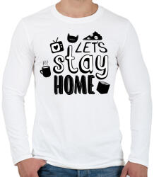 printfashion Stay at home - Férfi hosszú ujjú póló - Fehér (2349294)