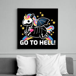 printfashion Go to hell unikornis - Vászonkép - Fekete (13989384)