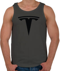 printfashion TESLA logo fekete - Férfi atléta - Sötétszürke (5363005)