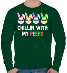 printfashion Chillin rabbits - Férfi pulóver - Sötétzöld (2401154)