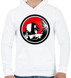 printfashion Hegesztős minta - fekete-fehér-vörös - Férfi kapucnis pulóver - Fehér (6394570)