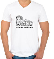 printfashion Aszpartám mentes party - Férfi V-nyakú póló - Fehér (14069608)