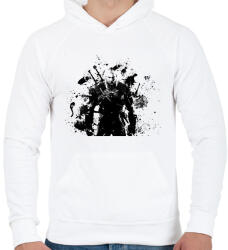 printfashion Witcher - Vaják - Férfi kapucnis pulóver - Fehér (2689924)