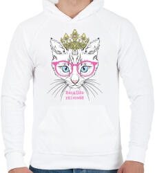 printfashion Cat princess - Férfi kapucnis pulóver - Fehér (346327)