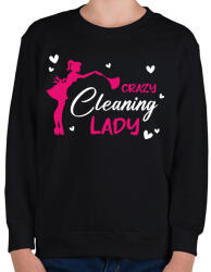 printfashion Őrült takarítónő - Gyerek pulóver - Fekete (9283744)