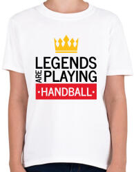 printfashion Legends are playing handball - Gyerek póló - Fehér (7160014)