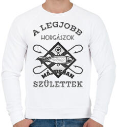 printfashion Horgász május - Férfi pulóver - Fehér (5731801)