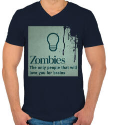 printfashion Zombies - Férfi V-nyakú póló - Sötétkék (658687)