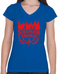 printfashion Stranger Things piros - Női V-nyakú póló - Királykék (4292236)