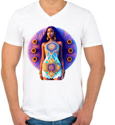 printfashion Mandala ruhás lány - Férfi V-nyakú póló - Fehér (14701675)