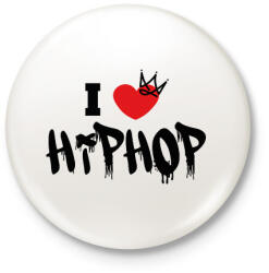 printfashion I love hiphop (black) - Kitűző, hűtőmágnes - Fehér (7515169)