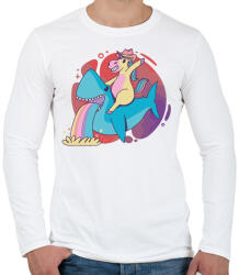 printfashion Cápa lovas ló - Férfi hosszú ujjú póló - Fehér (4358571)