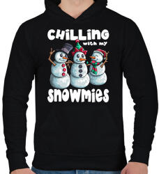 printfashion Chillin with snowmiees - Férfi kapucnis pulóver - Fekete (1982986)