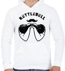 printfashion Bajszos kettlebell - Férfi kapucnis pulóver - Fehér (11722657)