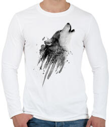 printfashion Farkas - Férfi hosszú ujjú póló - Fehér (13643379)