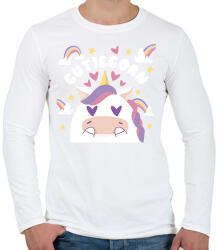 printfashion Cuki unikornis - Férfi hosszú ujjú póló - Fehér (6156511)