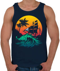 printfashion Kalózhajó a napnyugtában - Férfi atléta - Sötétkék (36216)