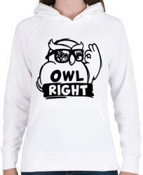 printfashion Owl right - Női kapucnis pulóver - Fehér (4194387)