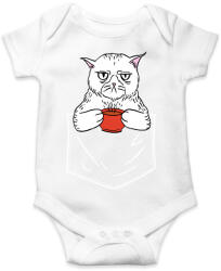 printfashion Mérges cica kávéval - Baba Body - Fehér (13651280)