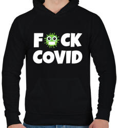 printfashion FUCK COVID 2 - Férfi kapucnis pulóver - Fekete (10441490)
