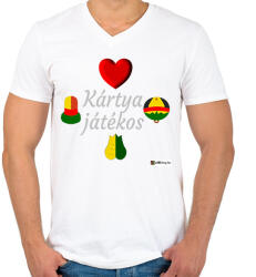 printfashion Kártya játékos minta #4 - Férfi V-nyakú póló - Fehér (8857452)