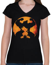 printfashion Son goku oozaru - Női V-nyakú póló - Fekete (872066)