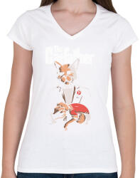 printfashion Catfather - sötét alaphoz - Női V-nyakú póló - Fehér (5482776)