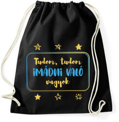 printfashion Tudom, tudom imádni való vagyok - Kisfiú - Sportzsák, Tornazsák - Fekete (7274576)