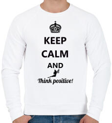 printfashion Keep calm and think positive! - Férfi pulóver - Fehér (1790205)